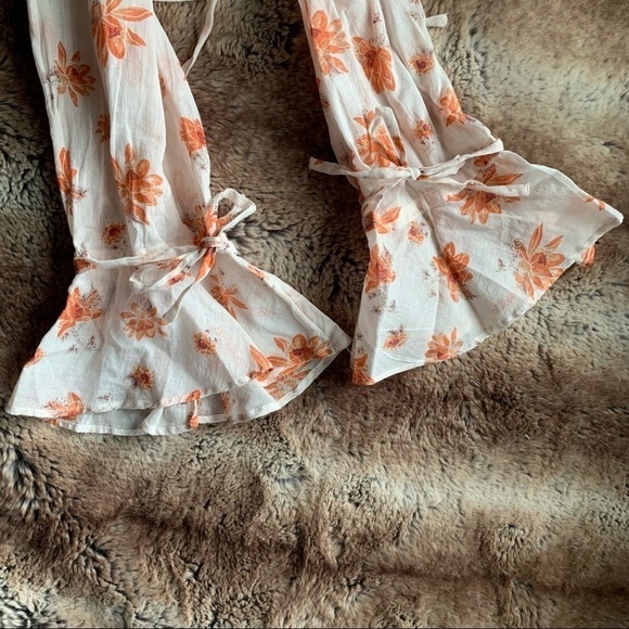 Free People Amanda Ruffle Top Ivory Floral - Picture 4 of 11